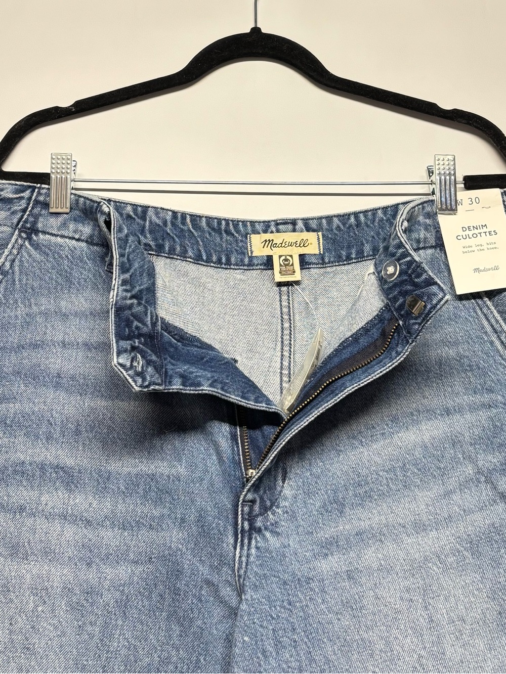 ✨Madewell Denim Culottes Blue Wide-Leg Cropped Jeans Size W30 - Picture 5 of 16